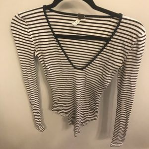 Free people V neck ribbed long sleeve XS